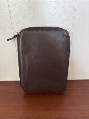 Hobo International Zip-Around Small Brown Leather Wallet Unisex